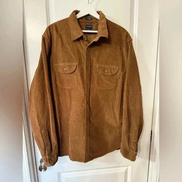 J. Crew Men’s Brown Classic Cordoury Work Buttondown Shirt - Size XL - Picture 1 of 8